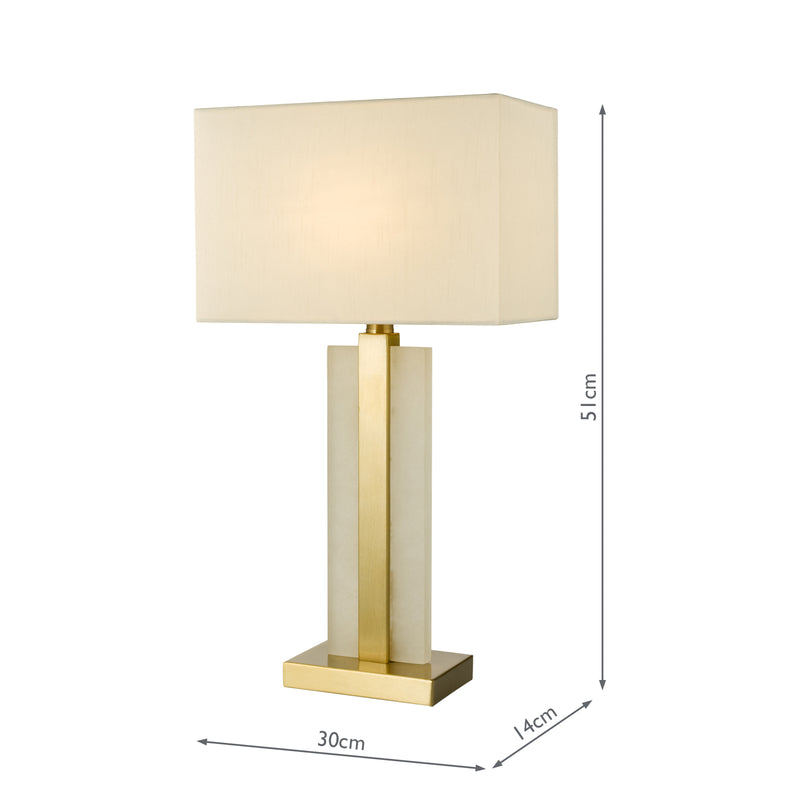 Dar Lighting Tokori Table Lamp Alabaster and Brushed Gold With Shade • TOK4234