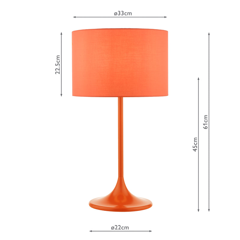 Dar Lighting Toledo Table Lamp Satin Orange With Shade • TOL4211