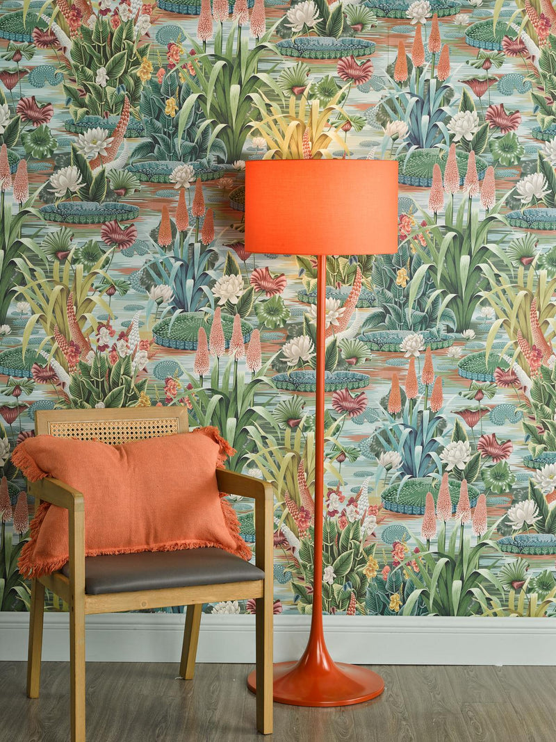 Dar Lighting Toledo Floor Lamp Satin Orange With Shade • TOL4911