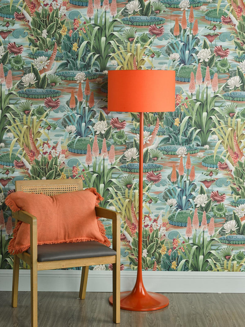 Dar Lighting Toledo Floor Lamp Satin Orange With Shade • TOL4911