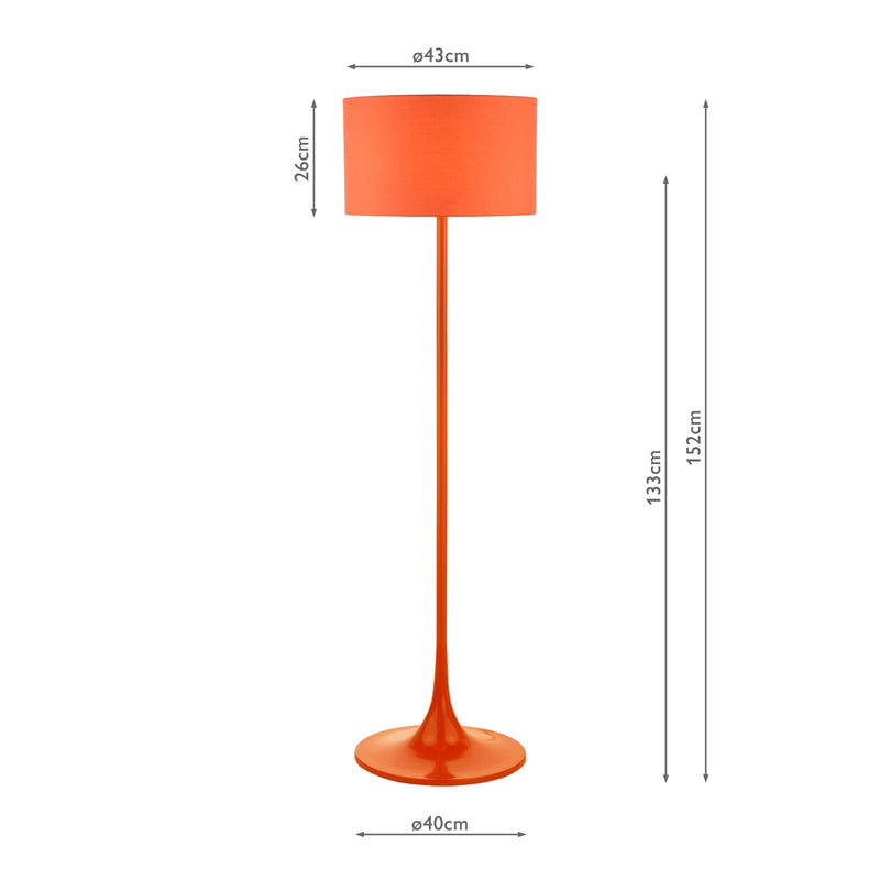 Dar Lighting Toledo Floor Lamp Satin Orange With Shade • TOL4911