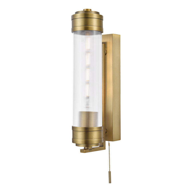 Dar Lighting Tommaso Bathroom Wall Light Antique Bronze and Ribbed Glass IP44 • TOM0763