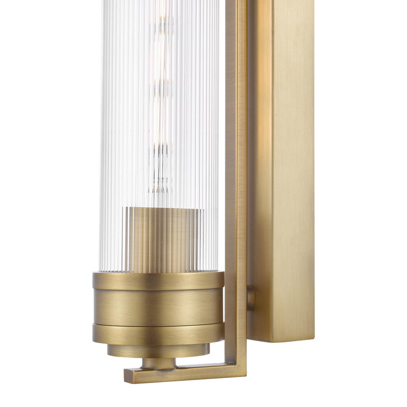 Dar Lighting Tommaso Bathroom Wall Light Antique Bronze and Ribbed Glass IP44 • TOM0763