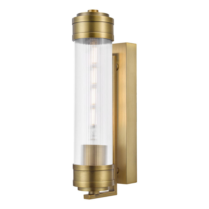 Dar Lighting Tommaso Bathroom Wall Light Antique Bronze and Ribbed Glass IP44 • TOM0763