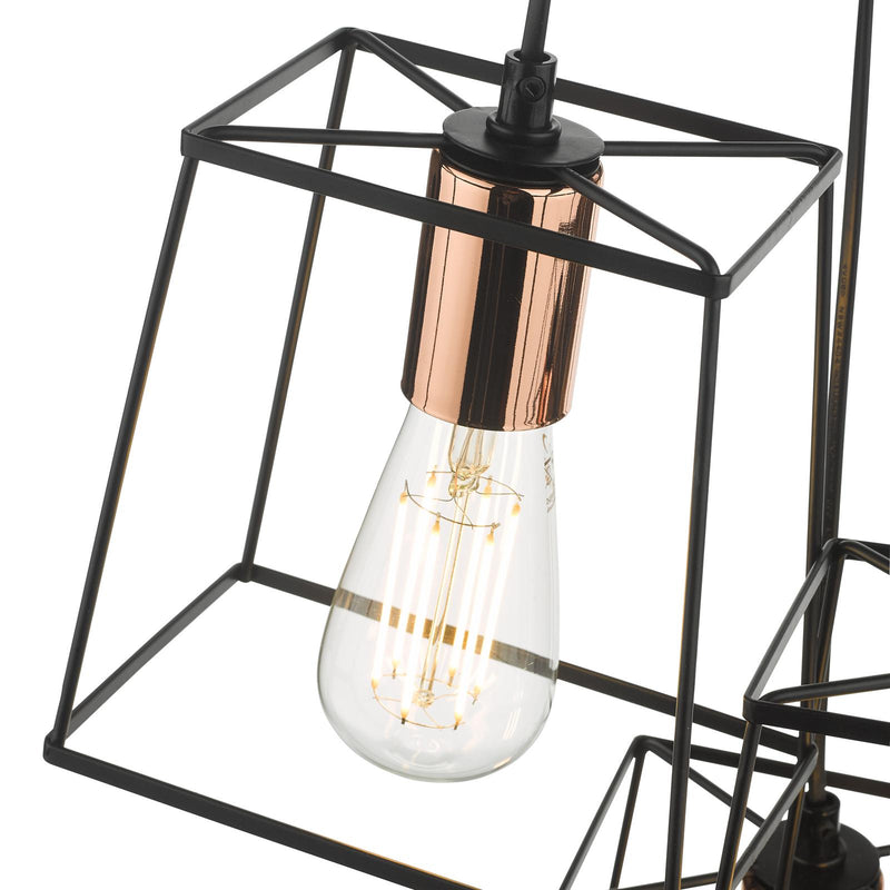 Dar Lighting Tower 3 Light Cluster Pendant Black & Copper • TOW0322