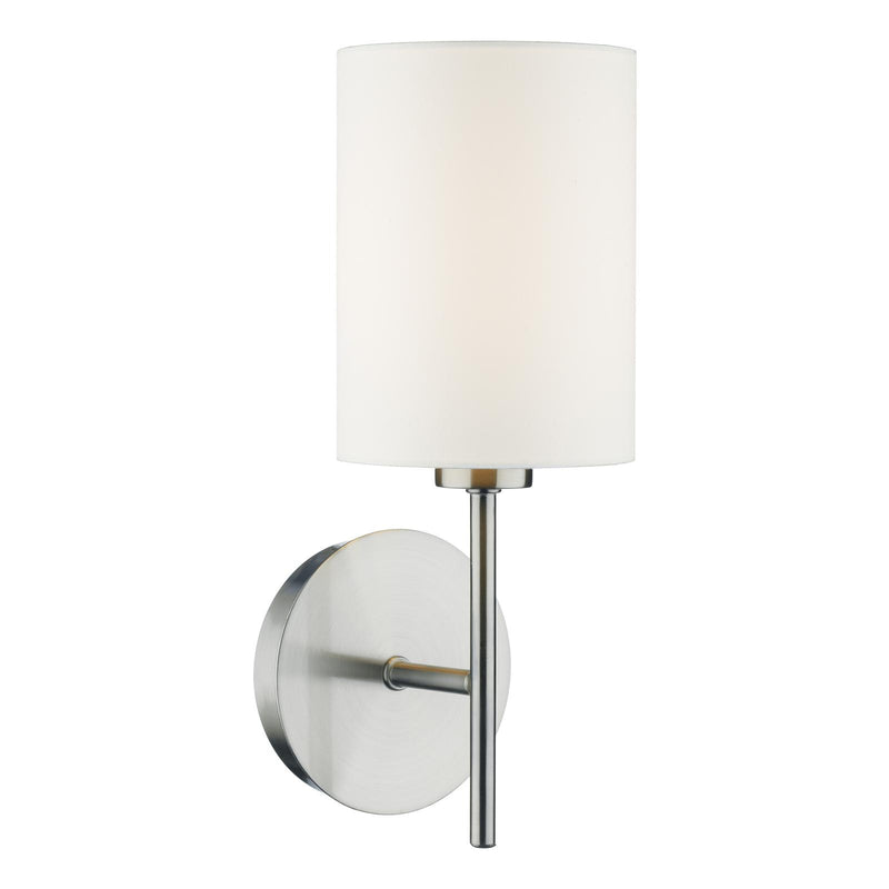 Dar Lighting Tuscan Wall Light Satin Chrome With Shade • TUS0746-S1061