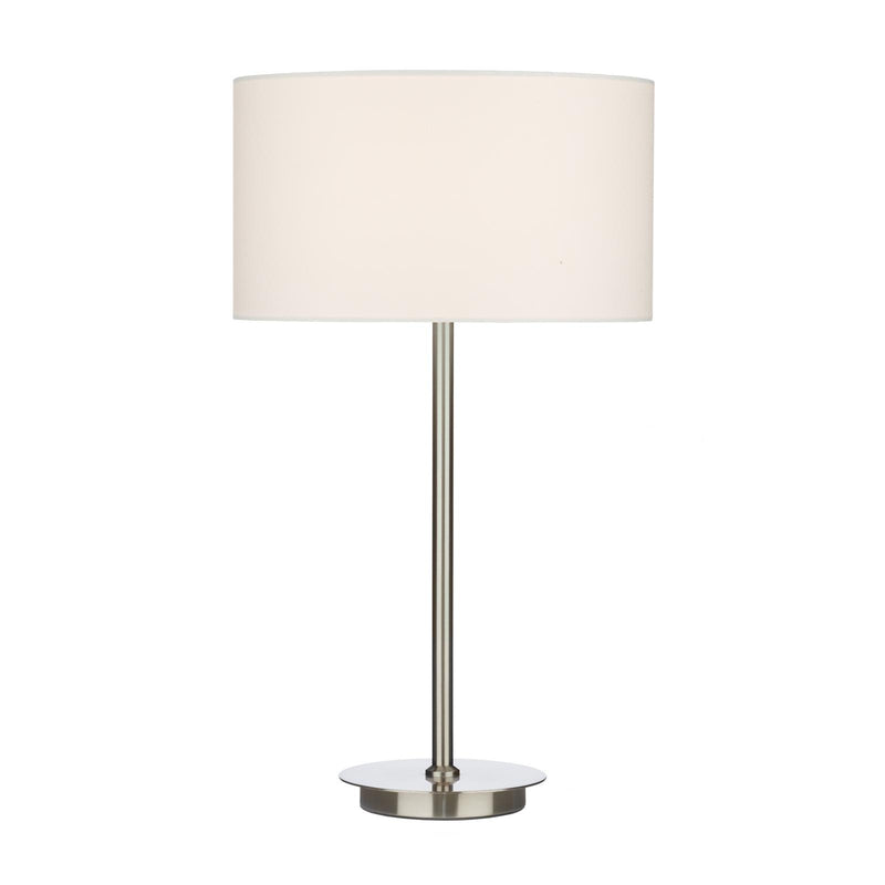 Dar Lighting Tuscan Table Lamp Satin Chrome With Shade • TUS4046-S1058
