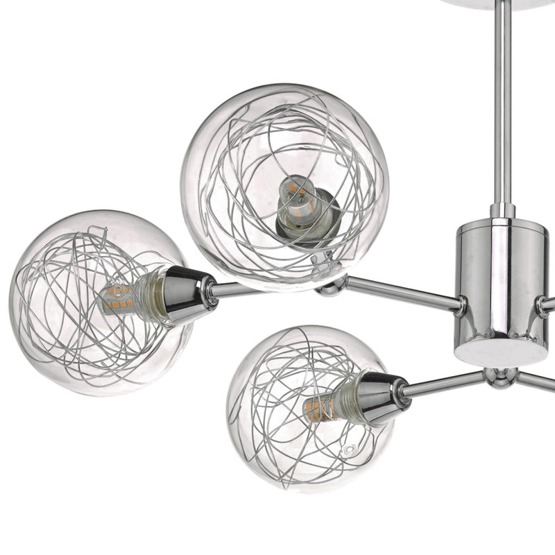 Dar Lighting Tyka 6 Light Semi-Flush Polished Chrome and Glass • TYK6450