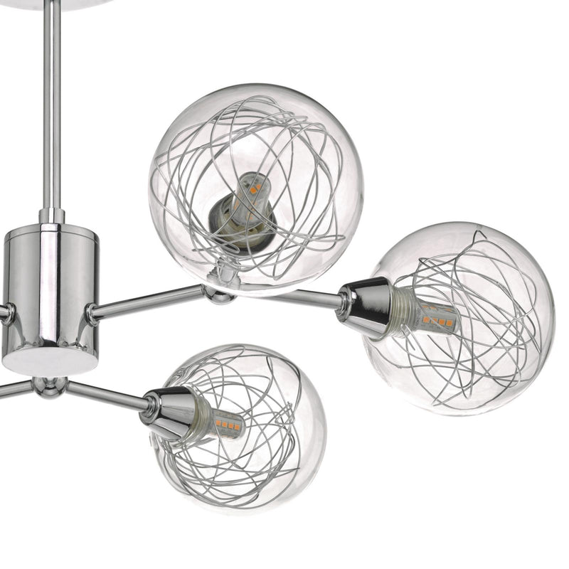 Dar Lighting Tyka 6 Light Semi-Flush Polished Chrome and Glass • TYK6450