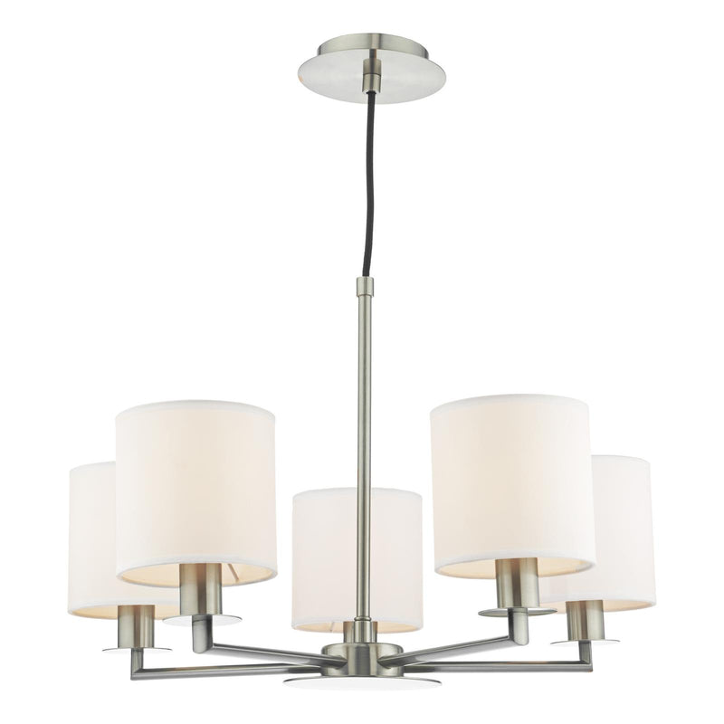 Dar Lighting Tyler 5 Light Armed Pendant Satin Nickel With Shade • TYL0538-LYR2615