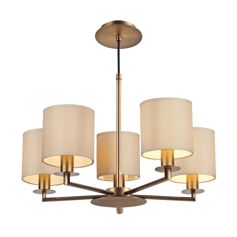 Dar Lighting Tyler 5 Light Armed Pendant Antique Bronze With Shade • TYL0563-LYR2629
