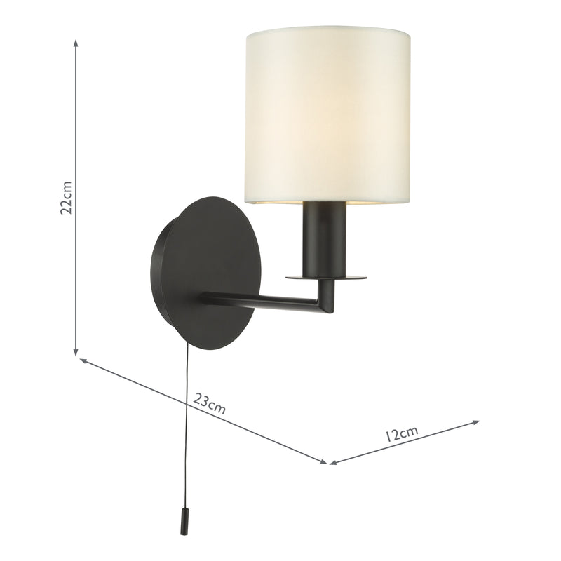 Dar Lighting Tyler Wall Light Matt Black With Shade • TYL0722-LYR2615