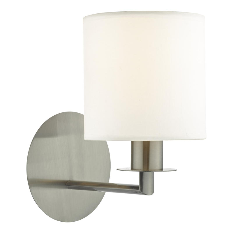 Dar Lighting Tyler Wall Light Satin Nickel With Shade • TYL0738-LYR2615