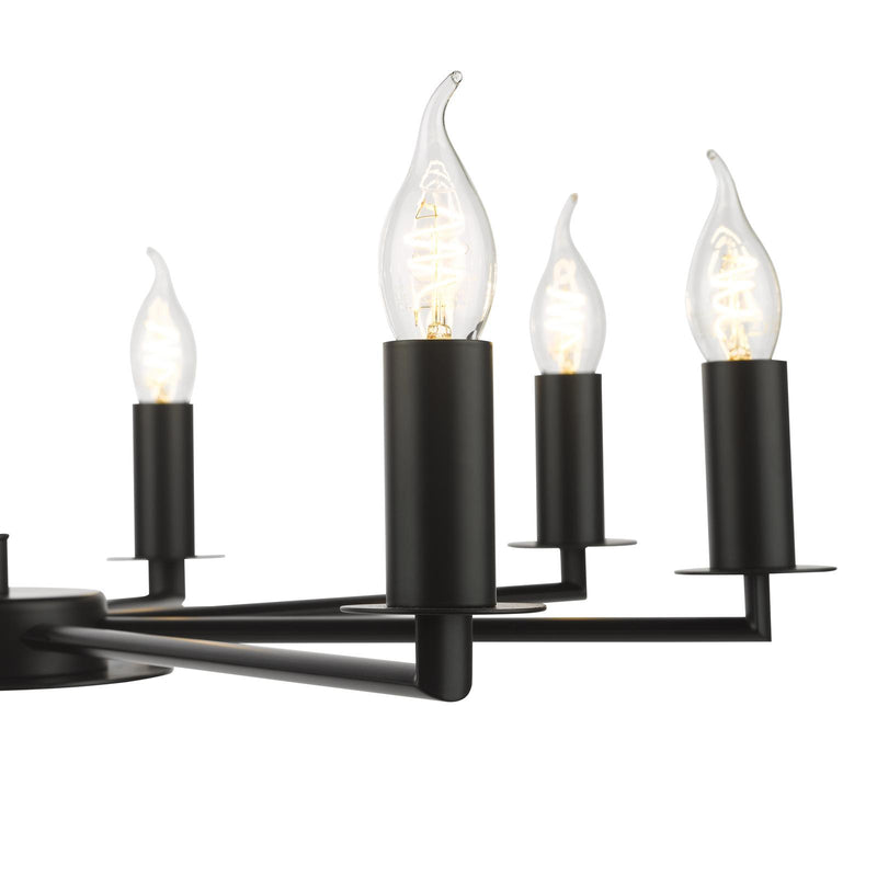 Dar Lighting Tyler 8 Light Armed Pendant Matt Black Fitting Only • TYL0822
