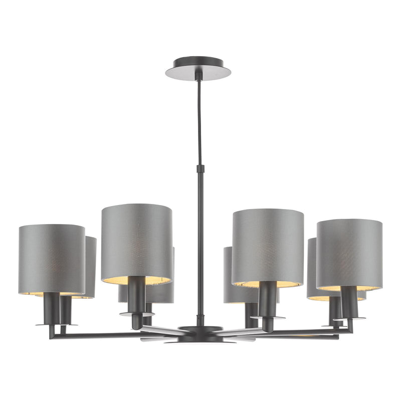 Dar Lighting Tyler 8 Light Armed Pendant Matt Black Fitting Only • TYL0822