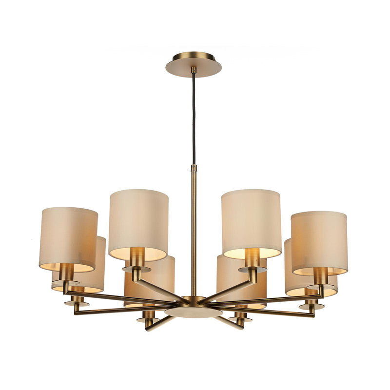 Dar Lighting Tyler 8 Light Armed Pendant Antique Bronze With Shade • TYL0863-LYR2629