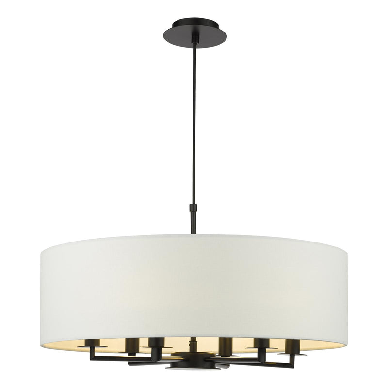 Dar Lighting Tyler 6 Light Shadelier Matt Black and White With Shade • TYL6422