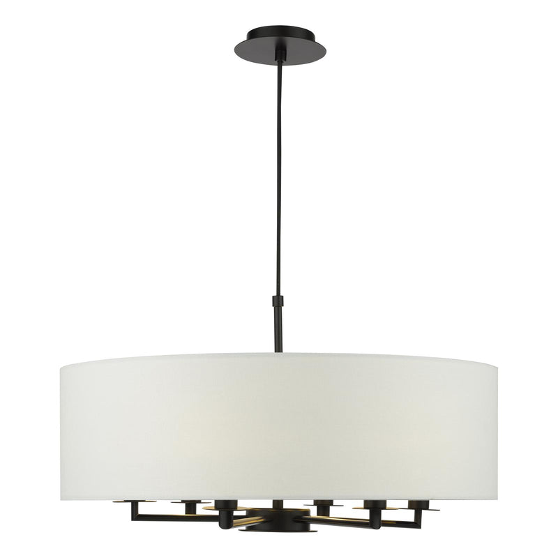 Dar Lighting Tyler 6 Light Shadelier Matt Black and White With Shade • TYL6422