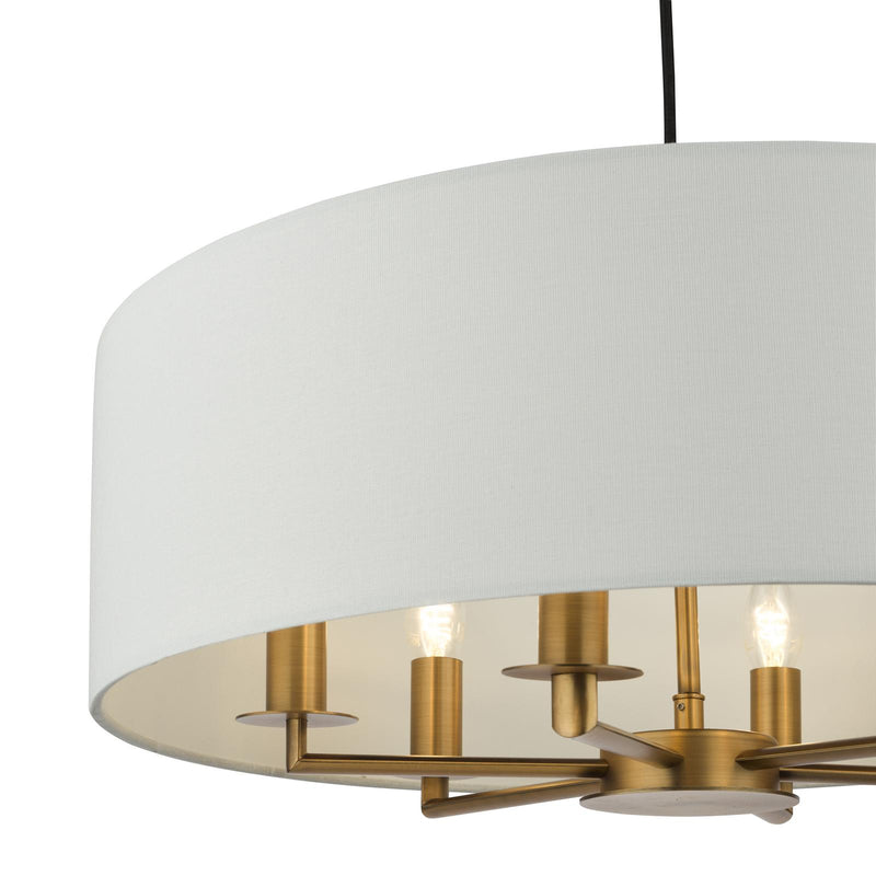 Dar Lighting Tyler 6 Light Shadelier Antique Bronze and White With Shade • TYL6463