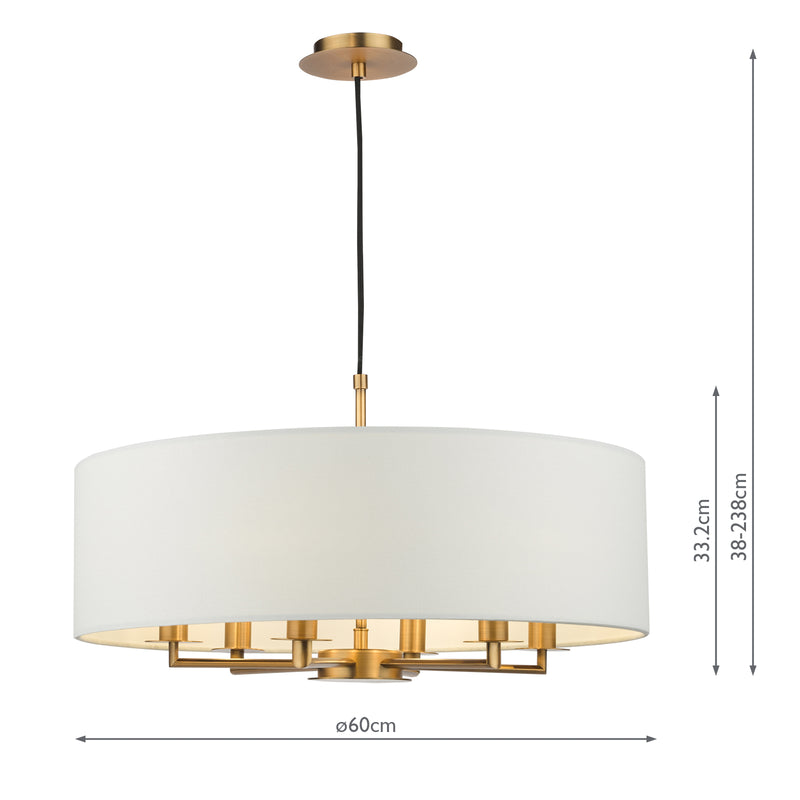 Dar Lighting Tyler 6 Light Shadelier Antique Bronze and White With Shade • TYL6463