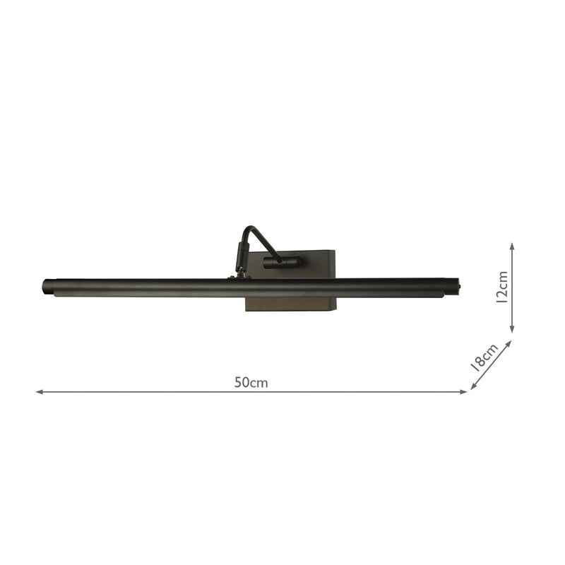 Dar Lighting Tyrus 50cm Picture Light Satin Black LED • TYR6922