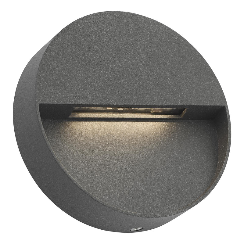 Dar Lighting Ugo Outdoor Wall Light Round Eyelid Anthracite IP65 LED • UGO2139