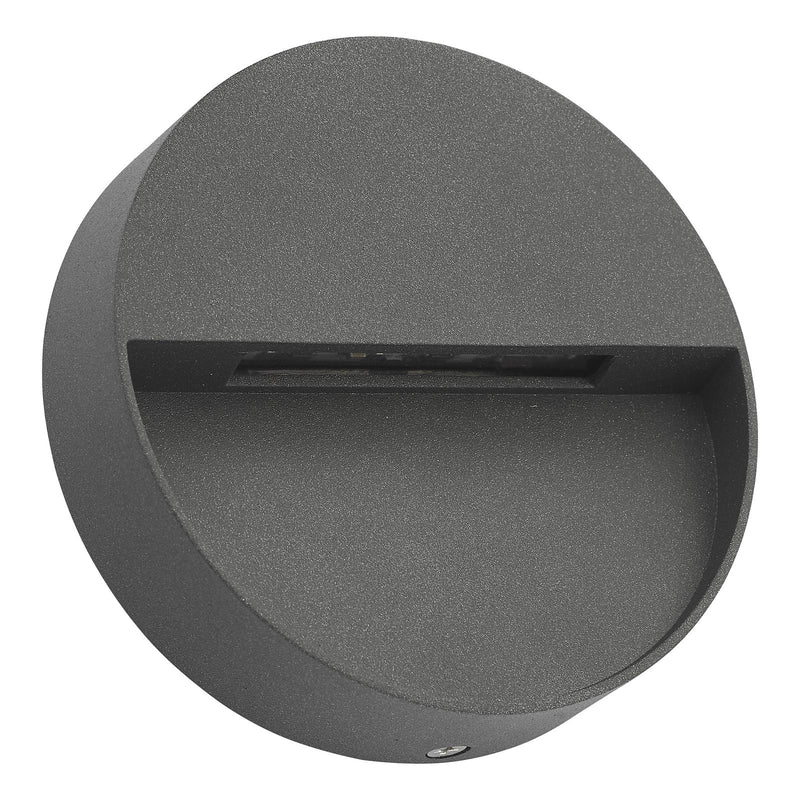 Dar Lighting Ugo Outdoor Wall Light Round Eyelid Anthracite IP65 LED • UGO2139