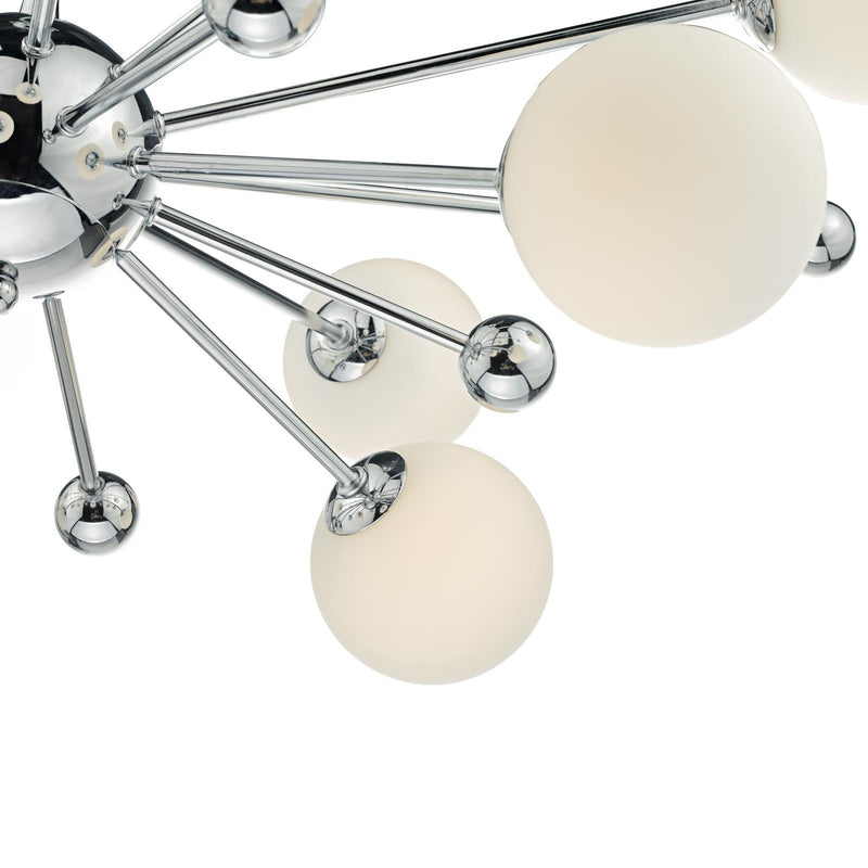 Dar Lighting Ursa 10 Light Pendant Polished Chrome Opal Glass • URS2350
