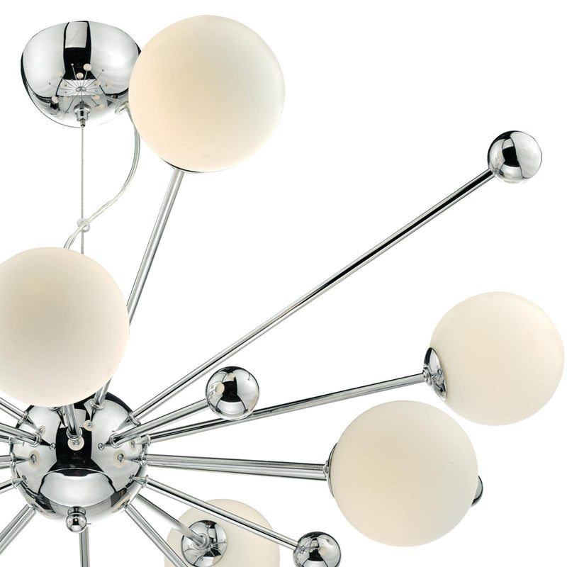 Dar Lighting Ursa 10 Light Pendant Polished Chrome Opal Glass • URS2350