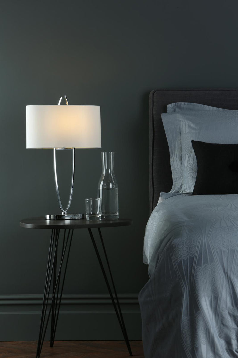 Dar Lighting Utara Table Lamp Polished Chrome With Shade • UTA4250