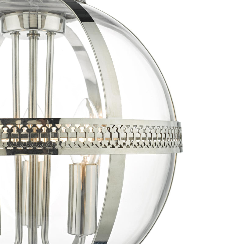 Dar Lighting Vanessa 3 Light Pendant Polished Nickel & Glass • VAN0338