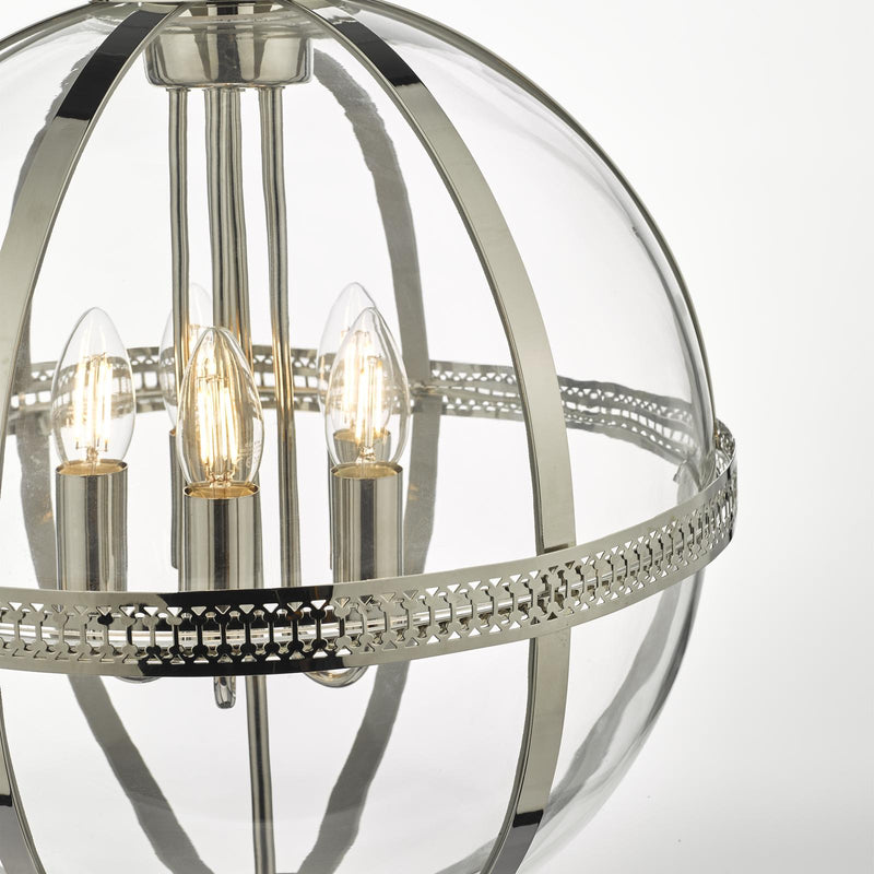 Dar Lighting Vanessa 5 Light Pendant Polished Nickel And Clear • VAN0538
