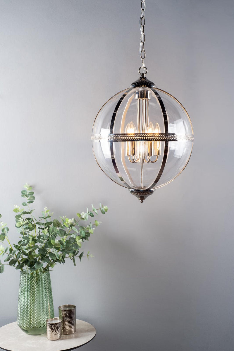 Dar Lighting Vanessa 5 Light Pendant Polished Nickel And Clear • VAN0538