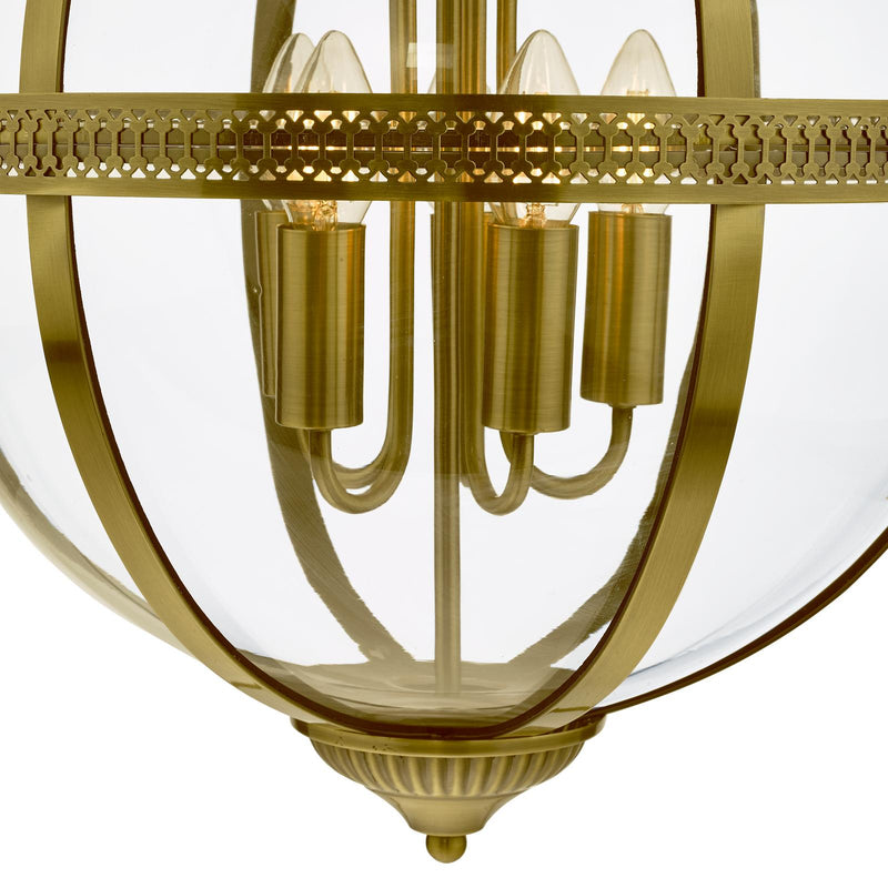 Dar Lighting Vanessa 5 Light Lantern Antique Brass Glass • VAN0575