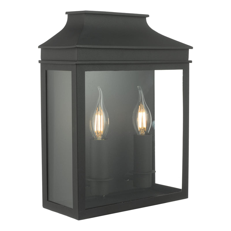 Dar Lighting Vapour 2 Light Coach Lantern Outdoor Wall Light Matt Black IP44 • VAP5022