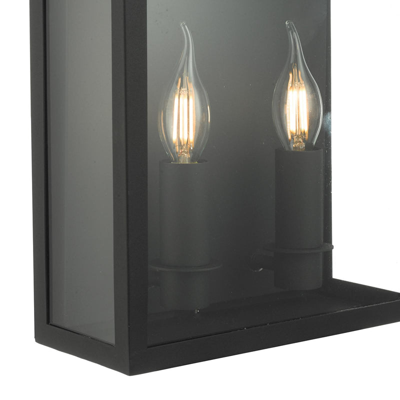 Dar Lighting Vapour 2 Light Coach Lantern Outdoor Wall Light Matt Black IP44 • VAP5022