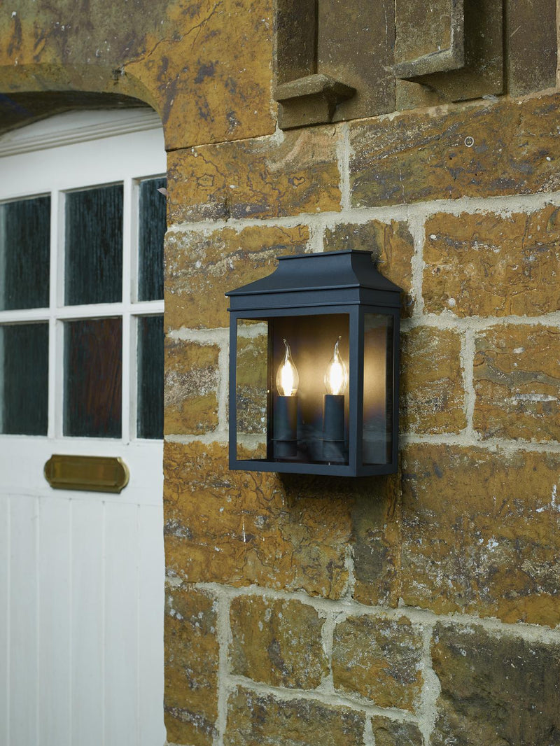Dar Lighting Vapour 2 Light Coach Lantern Outdoor Wall Light Matt Black IP44 • VAP5022