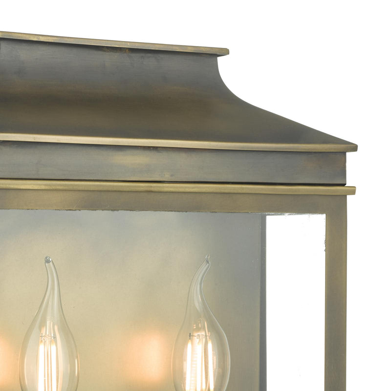 Dar Lighting Vapour 2 Light Coach Lantern Outdoor Wall Light Weathered Brass IP44 • VAP5045