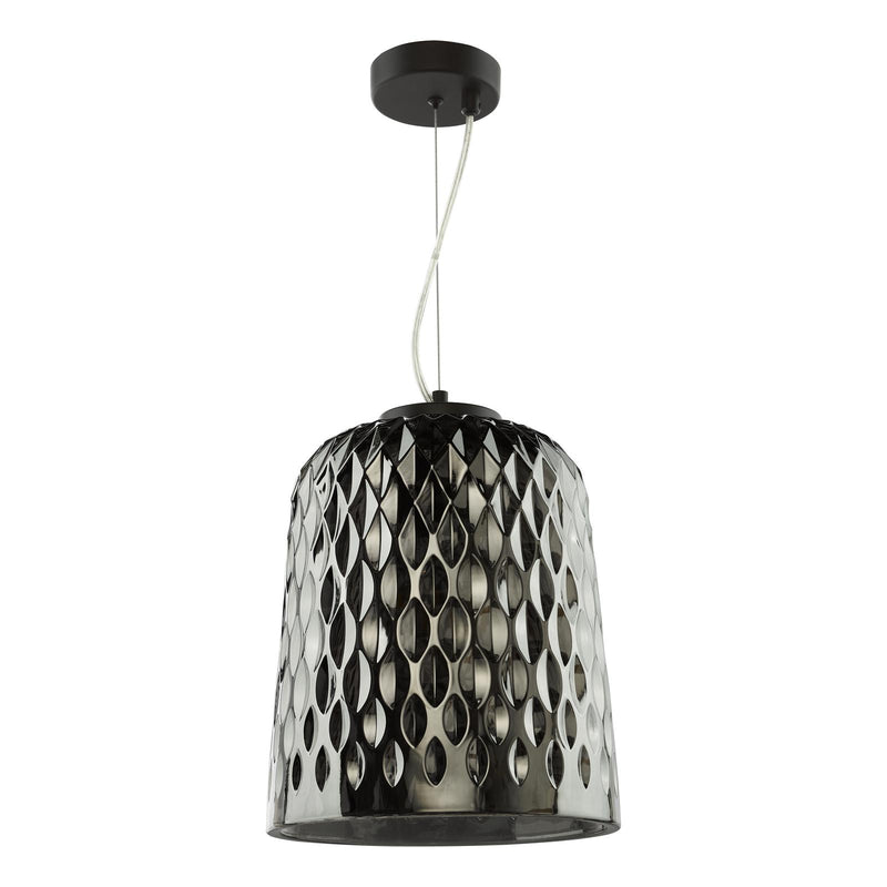 Dar Lighting Varius Pendant Matt Black and Smoked Glass • VAR0110