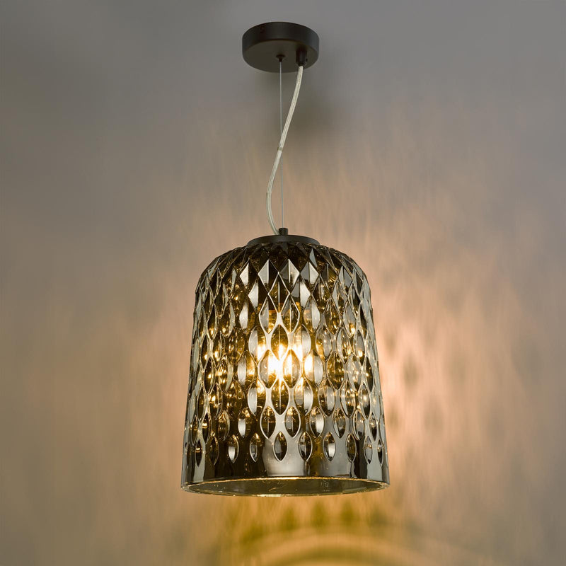 Dar Lighting Varius Pendant Matt Black and Smoked Glass • VAR0110