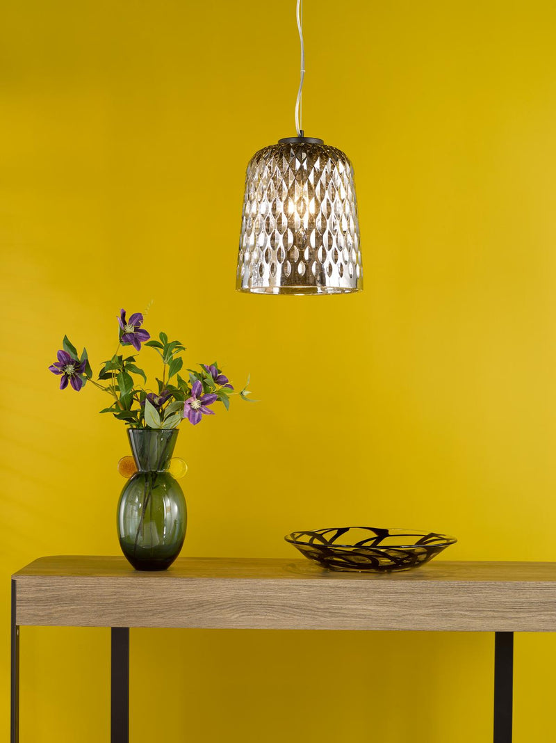 Dar Lighting Varius Pendant Matt Black and Smoked Glass • VAR0110
