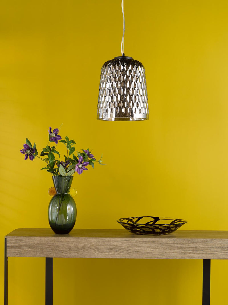Dar Lighting Varius Pendant Matt Black and Smoked Glass • VAR0110