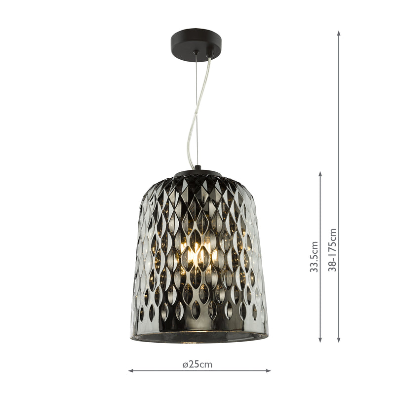 Dar Lighting Varius Pendant Matt Black and Smoked Glass • VAR0110