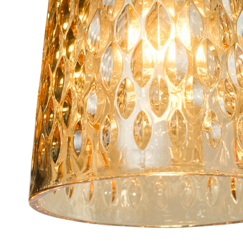 Dar Lighting Varius Pendant Natural Brass and Amber Glass • VAR0120