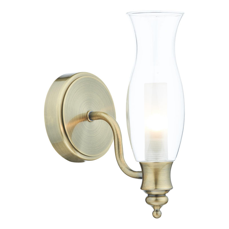 Dar Lighting Vestry Bathroom Wall Light Antique Brass IP44 • VES0775