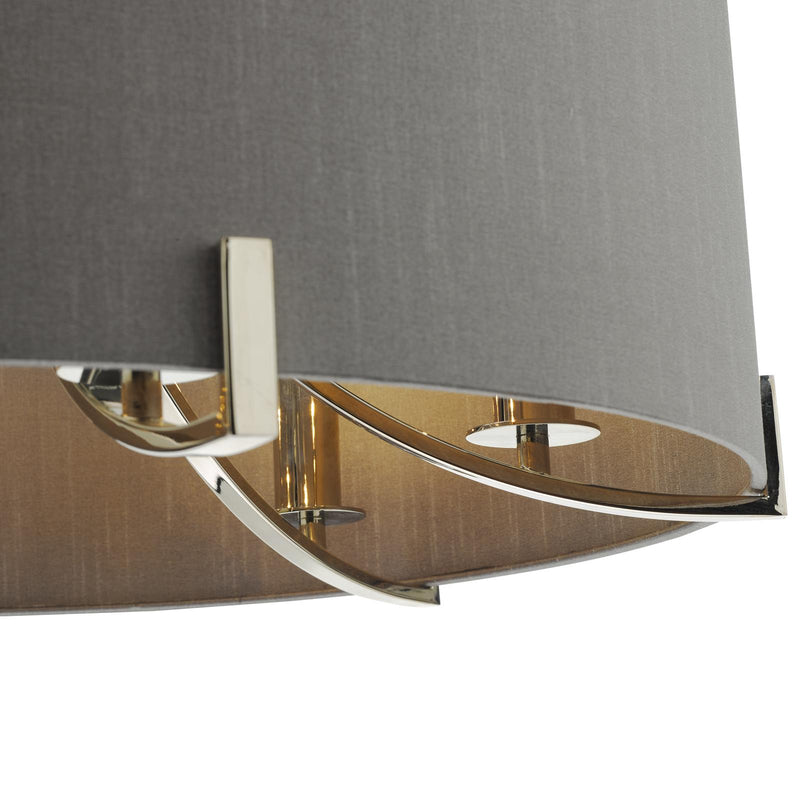 Dar Lighting Veyron 6 Light Pendant Polished Nickel With Grey Shade • VEY0639