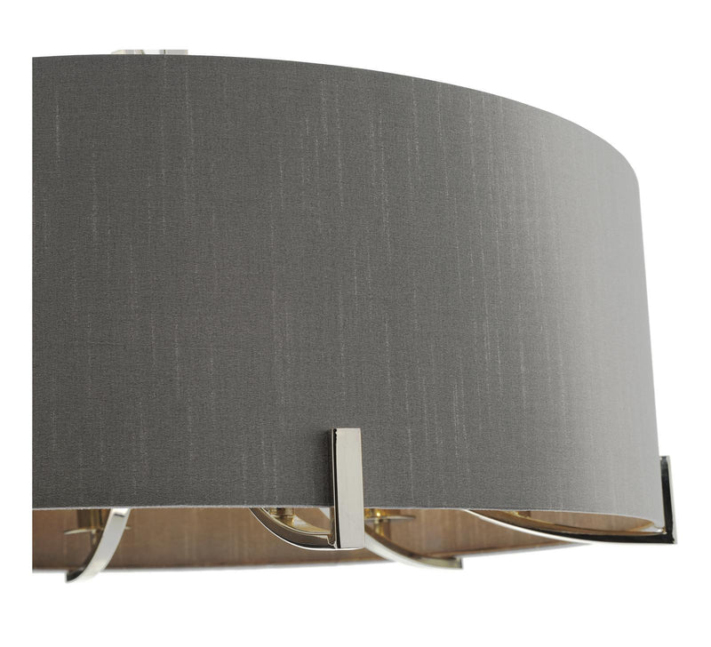 Dar Lighting Veyron 6 Light Pendant Polished Nickel With Grey Shade • VEY0639
