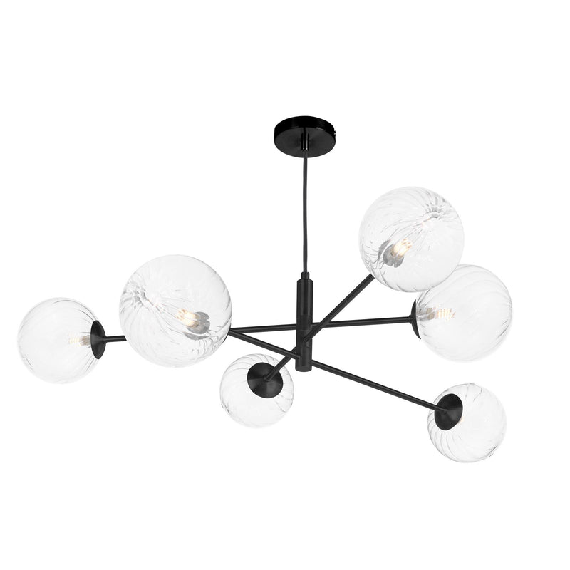 Dar Lighting Vignette 6 Light Pendant Matt Black With Closed Glass • VIG0622-22
