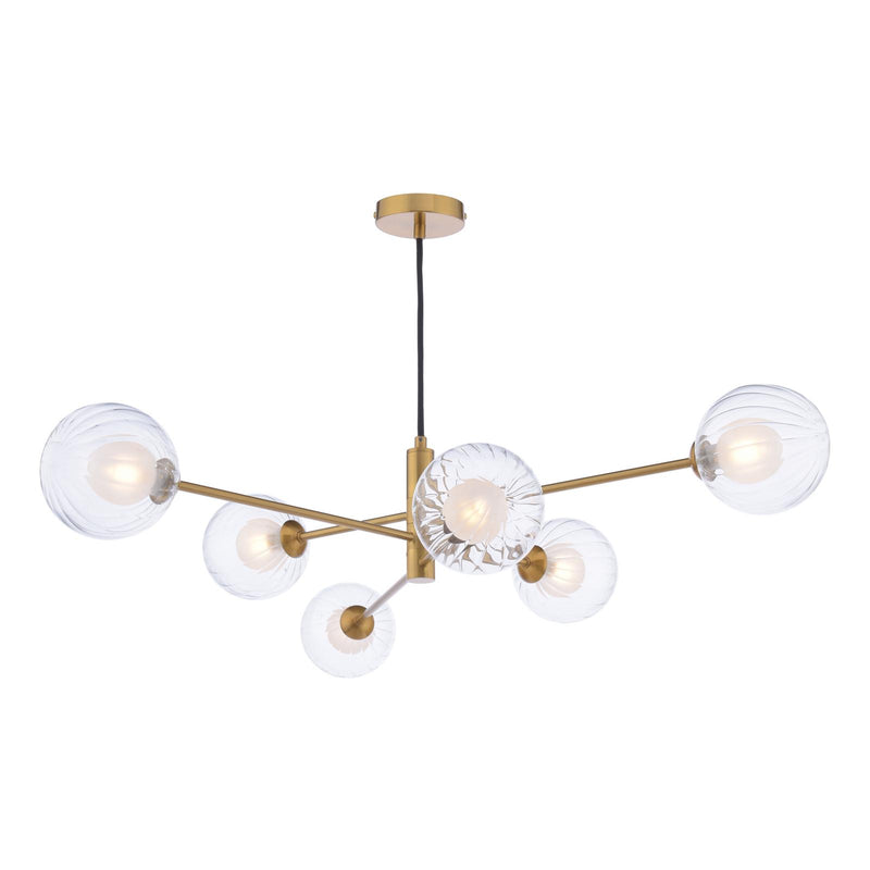 Dar Lighting Vignette 6 Light Pendant Aged Brass With Clear/Opal Glass • VIG0645-20