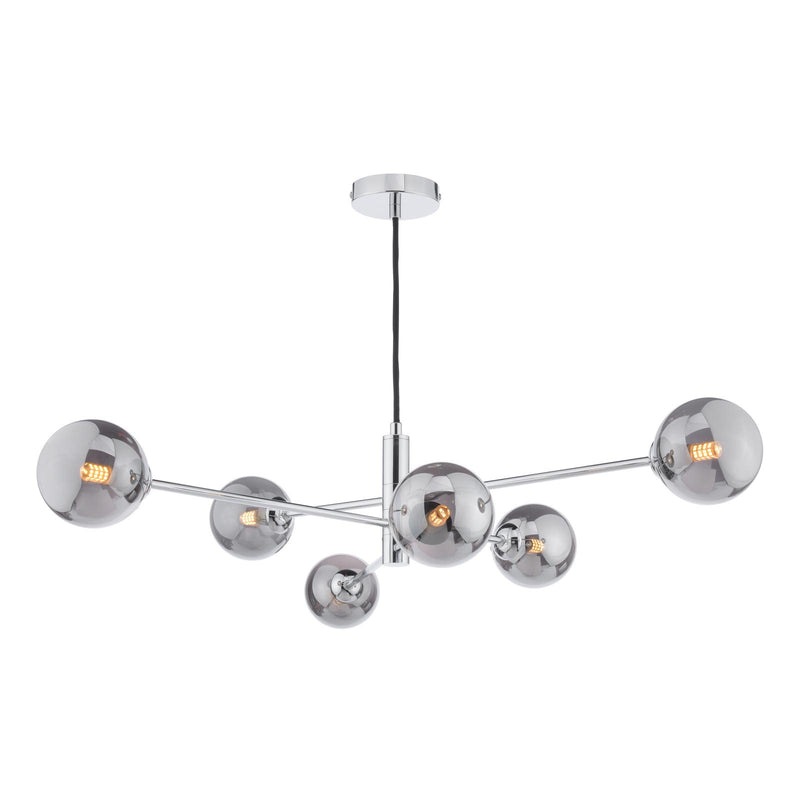 Dar Lighting Vignette 6 Light Pendant Polished Chrome With Smoked Glass • VIG0650-01